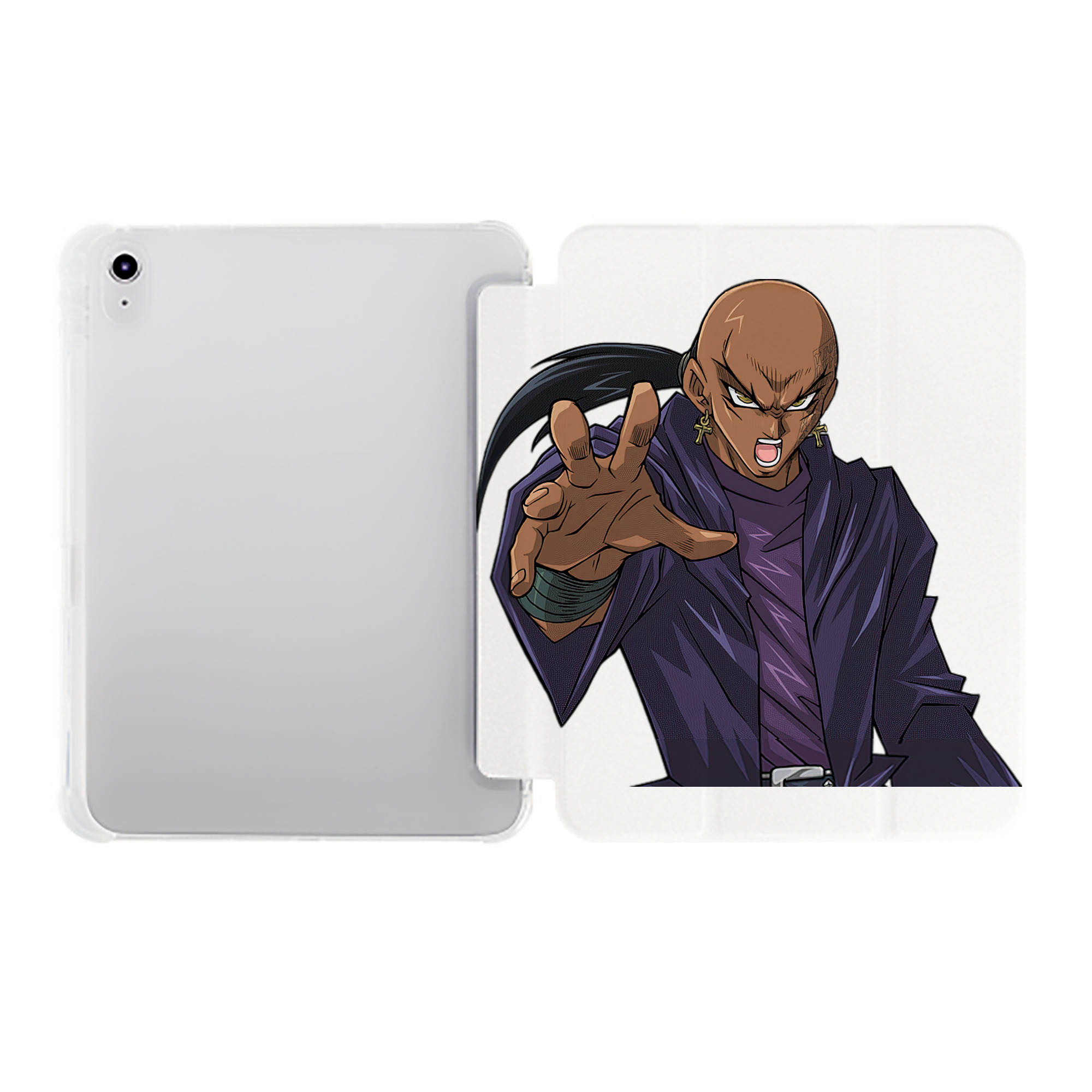 （画像用） 遊☆戯☆王 Yu-Gi-Oh! IPad ケース ペン収納付き 三つ折りスタンド PUレザー×シリコン 対応機種9.5/10.5/10.9インチ
